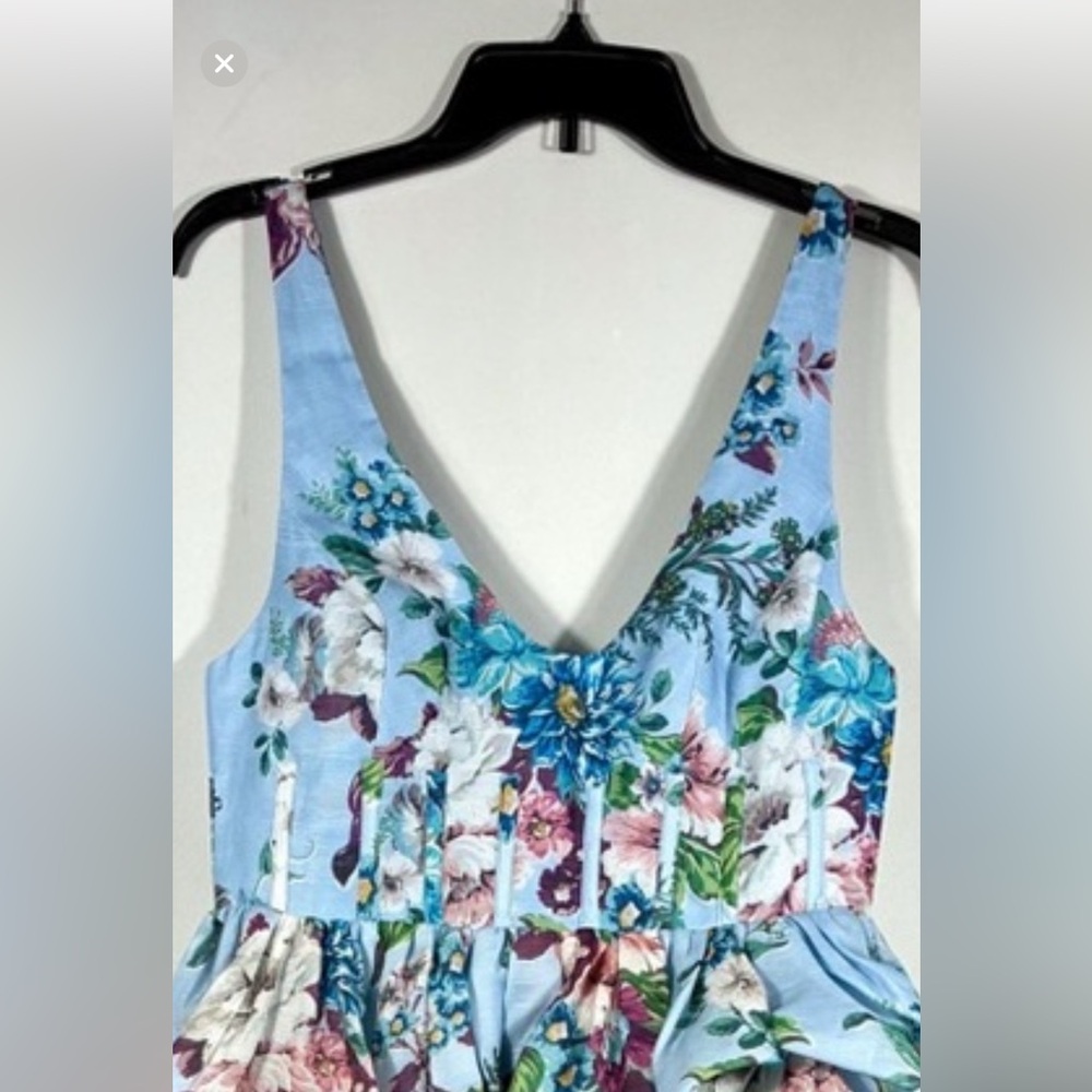 ZIMMERMANN Matchmaker Dress in light blue floral size 1 linen and silk - Picture 11 of 11